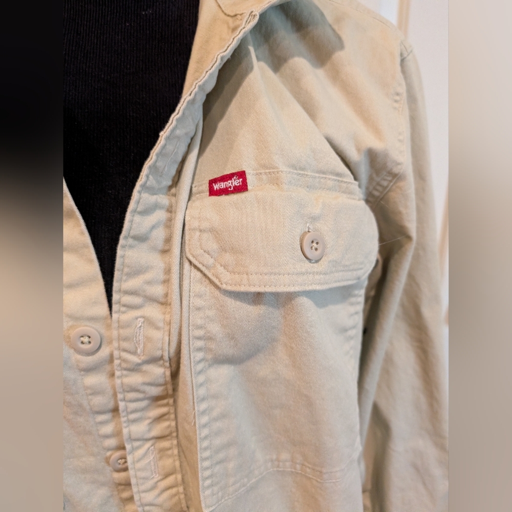 Wrangler Men's Khaki Button Down Shirt Jacket - Picture 4 of 6